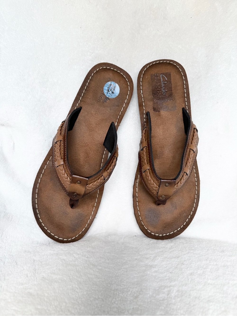 Clarks Collection 10 M Fenner Nerice Honey Leather Thong Flip Flop Sandals